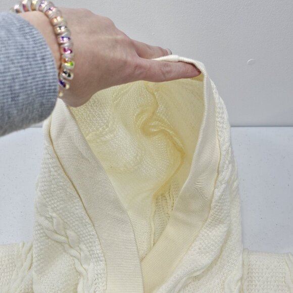 Simple By Suzanne Betro Womens Cable Knit Cardigan Medium Ivory Oversized Hoodie - Picture 8 of 16
